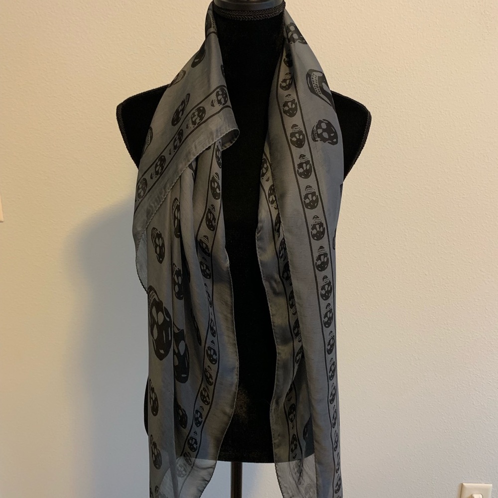Alexander McQueen Classic Silk Chiffon Skull Scarf
